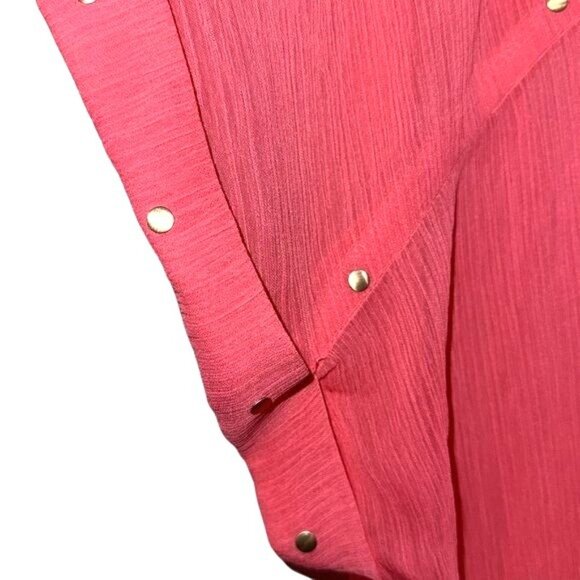 Eyeshadow Womens Plus Size 1X Sheer Pink Flutter Sleeve Top With Stud Accents - Picture 5 of 9